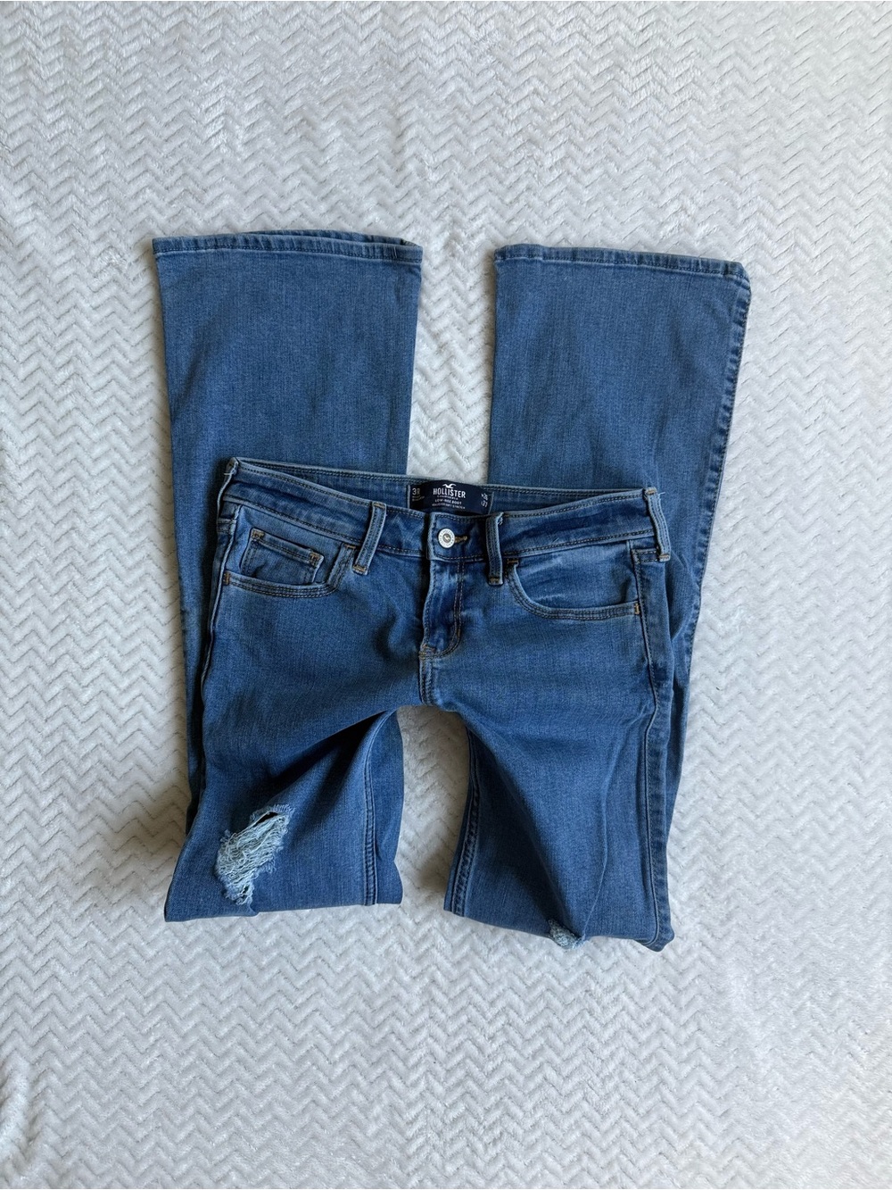 Distressed Low Rise Hollister Bootcut Jeans Size 3